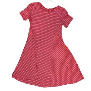 Lush Pink and White Strip Swing Style Jersey Knit Women's Dress